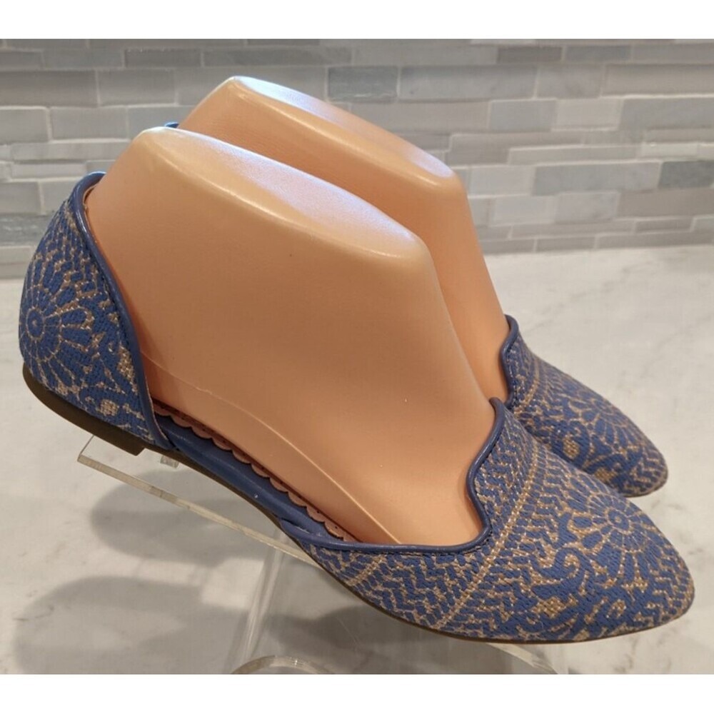 SOFT SURROUNDINGS Amelia D'orsay Medallion Blue/Gold Flats Shoes Size 6 - Picture 3 of 9